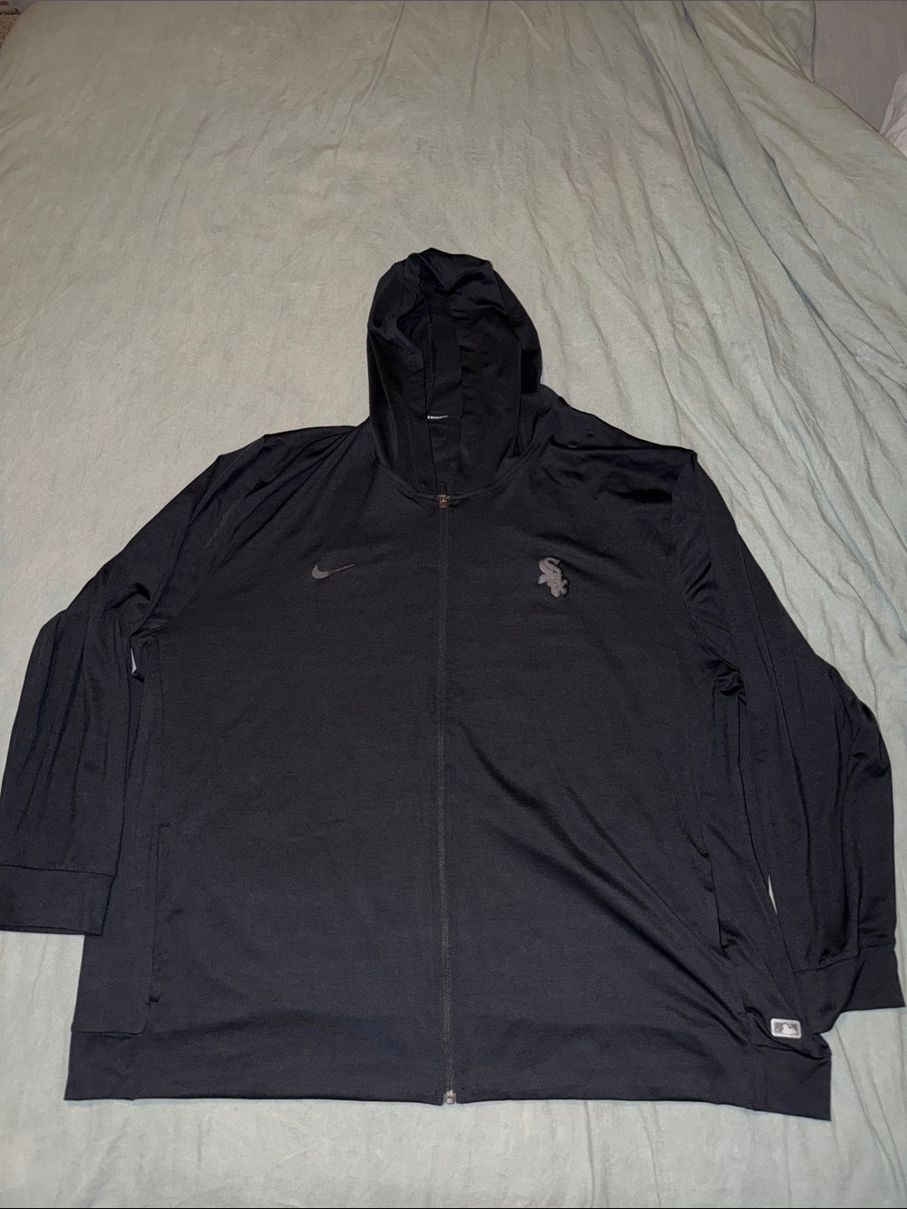 Chicago White Sox Nike Black Full-Zip Hooded Sweatshirt with Subtle Nike Logo